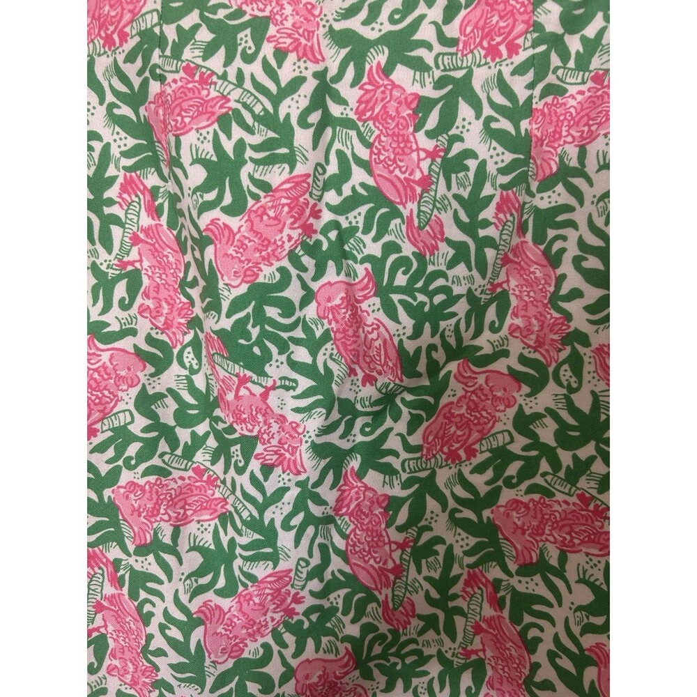 VTG Lily Pulitzer Cockatiel Parrot Floral A Line Green Pink Skirt Lined Womens 8 - Picture 2 of 6